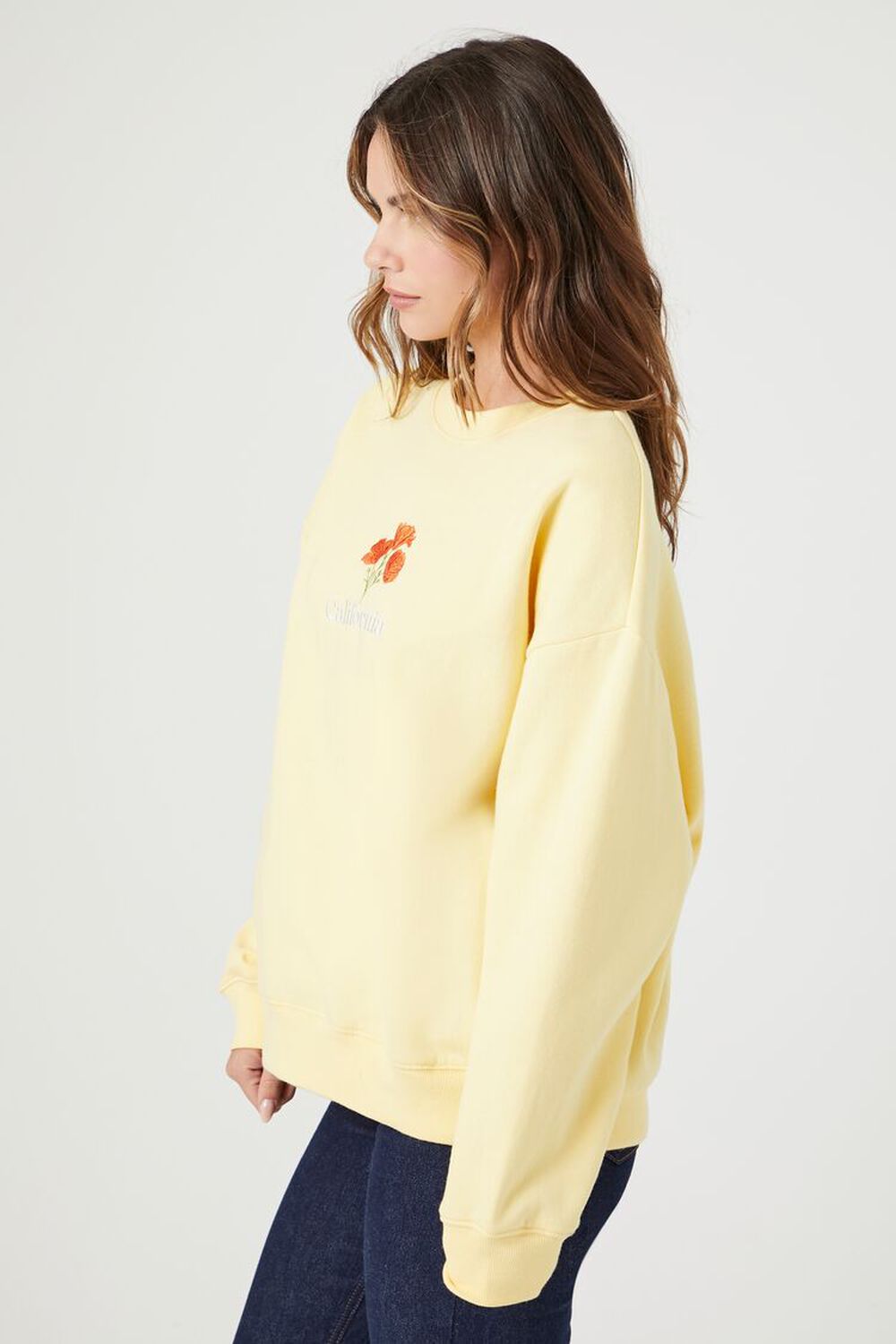 Embroidered California Poppy Pullover